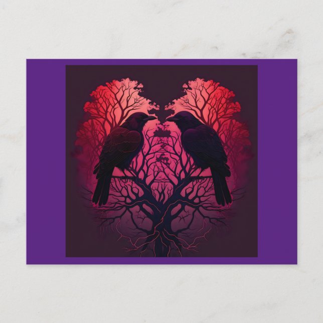 Postal Ravens y árbol en forma de corazón (Anverso)