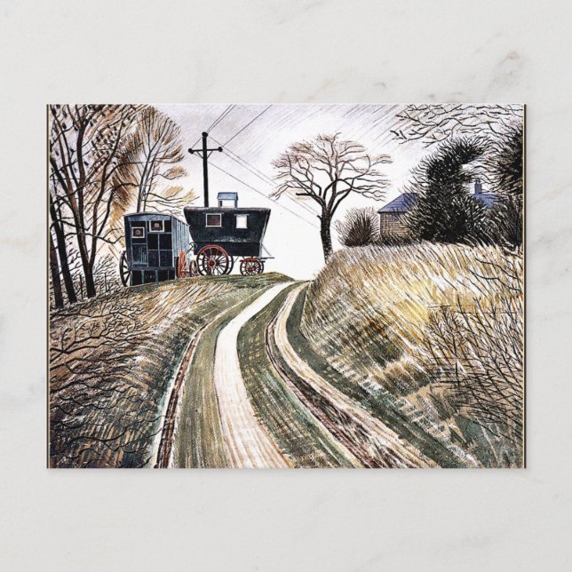 Postal Ravilious - Caravanas, arte fino (Anverso)