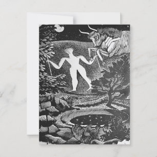 Postal Ravilious - May, Woodcut de Long Man Wilmington,