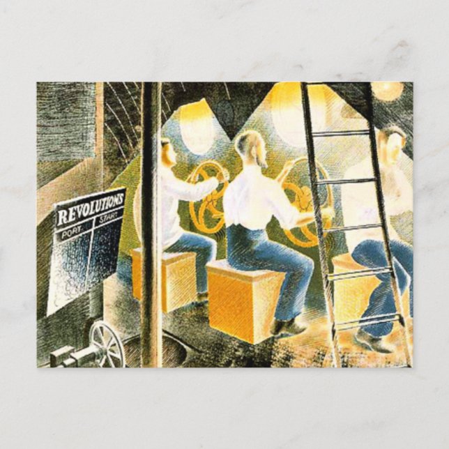 Postal Ravilismo - Hombres que Operan Controles Submarino (Anverso)