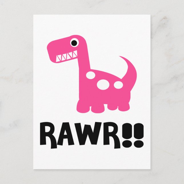 Postal Rawr Dino Pink (Anverso)