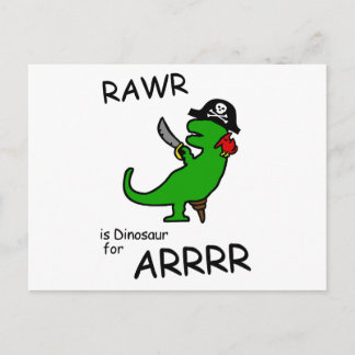 Postal RAWR es dinosaurio para ARRR (Dinosaurio Pirata)