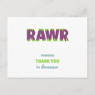 Postal RAWR significa gracias en dinosaurio