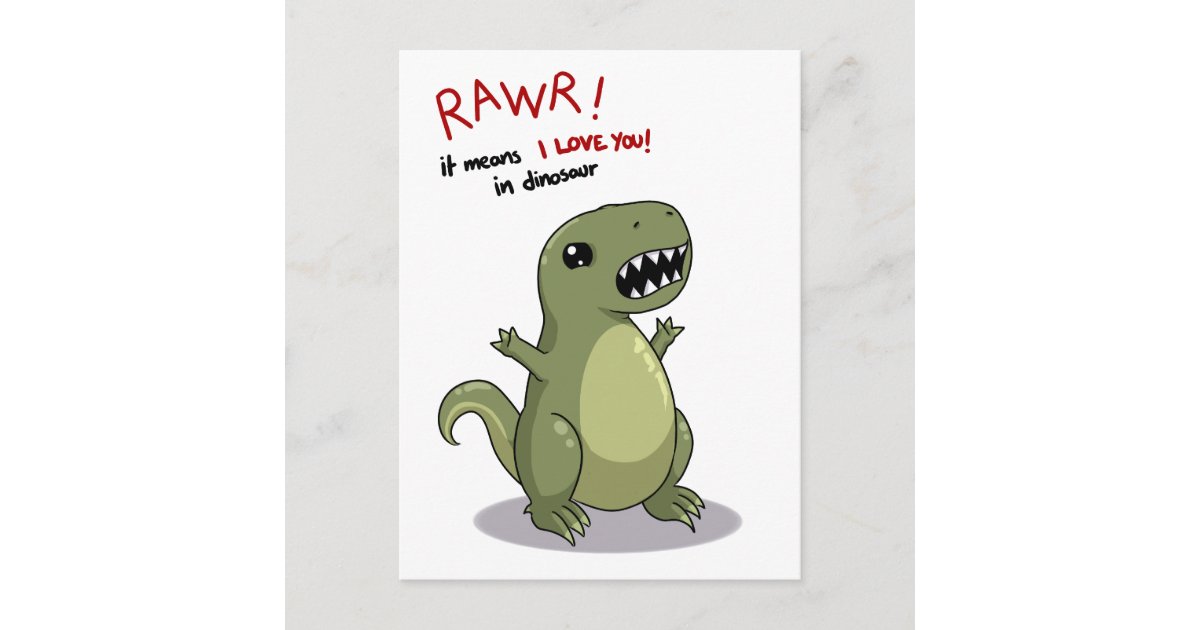 Postal Rawr significa que te amo en Dinosaurio 