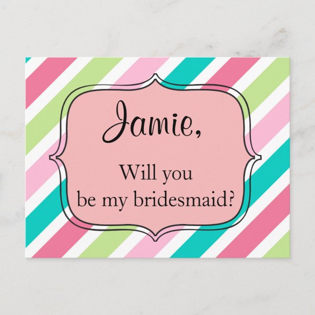 Postal Rayas arcoiris rosas (Anverso)