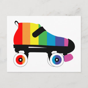 Postal rayas de arco iris de patines