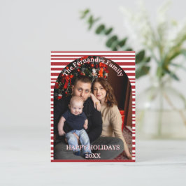 Postal Rayas de Caramelo de Navidad Personalizadas