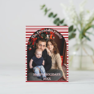 Postal Rayas de Caramelo de Navidad Personalizadas