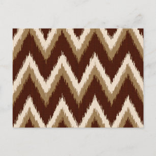 Postal Rayas de Chevron Ikat - Marrón chocolate y beige