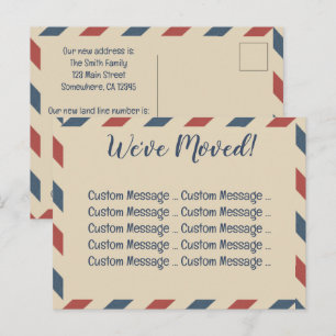 Postal Rayas de correo aéreo Vintage, industria de viajes