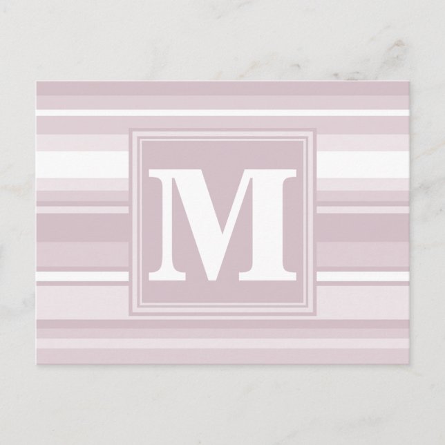 Postal Rayas de cuarzo rosa monograma (Anverso)
