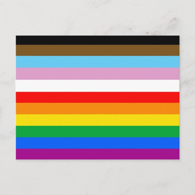 Postal Rayas de la Bandera de Progreso LGBTQ+ (Anverso)