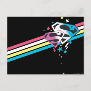 Postal Rayas del arco iris de Supergirl