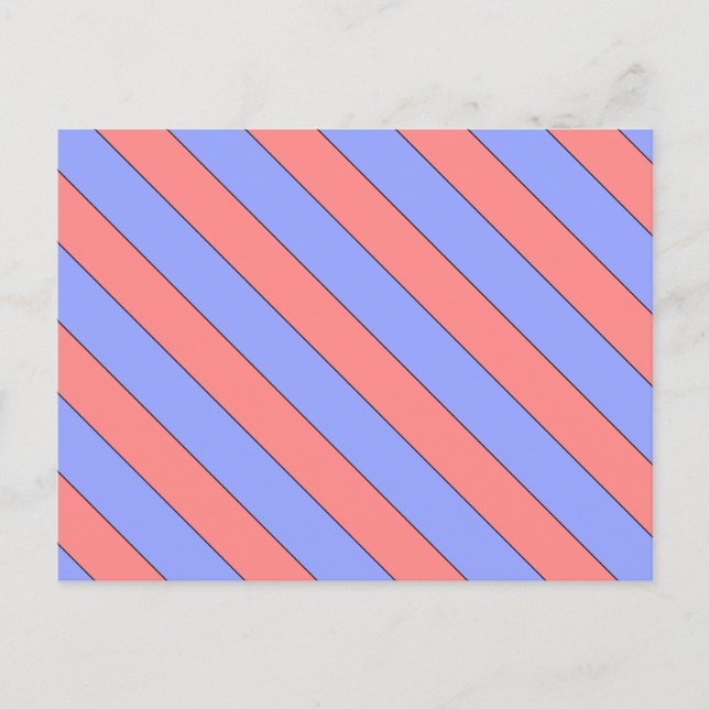 Postal rayas diagonales rosadas y violetas (Anverso)
