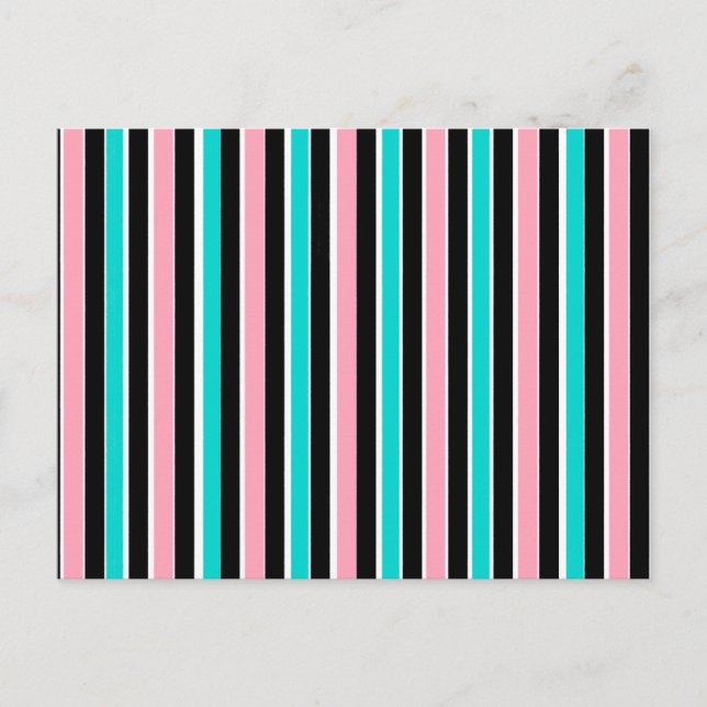 Postal Rayas en rosa negro y azul (Anverso)