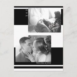 Postal Rayas Minimalistas Boda en Blanco y Negro