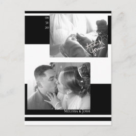 Postal Rayas Minimalistas Boda Negra y Blanca