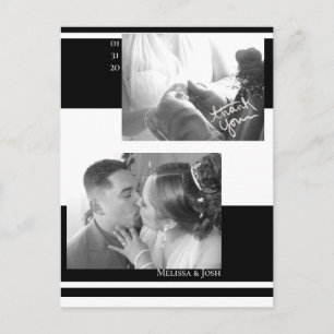 Postal Rayas Minimalistas Boda Negra y Blanca