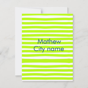 Postal Rayas retro amarillo verde neón añadir nombre ciud