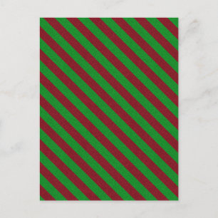 Postal Rayas rojas y verdes con brillo