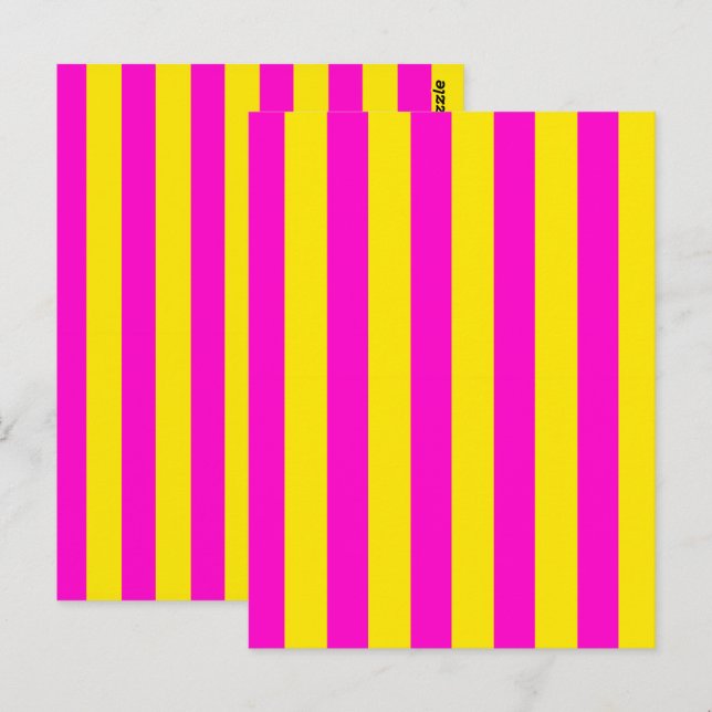 Postal Rayas Rosa Brillante y Amarillo Canario (Anverso / Reverso)