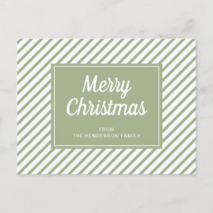 Postal Rayas Verde Salvia Modernas Feliz Navidad