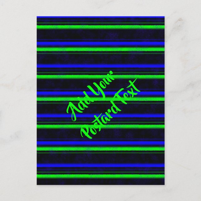 Postal Rayas verdes de color azul negro (Anverso)