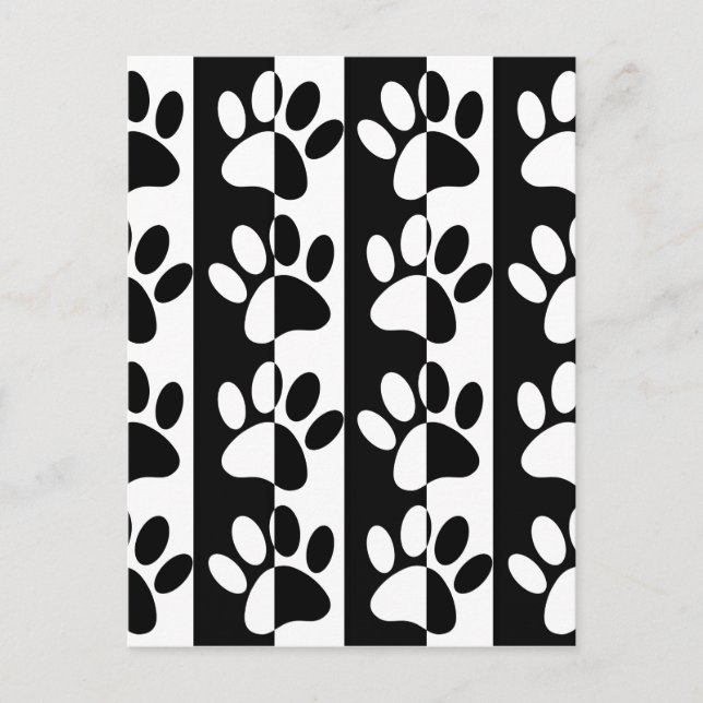 Postal Rayas Y Tiras De Perro Negros Y Blancos (Anverso)