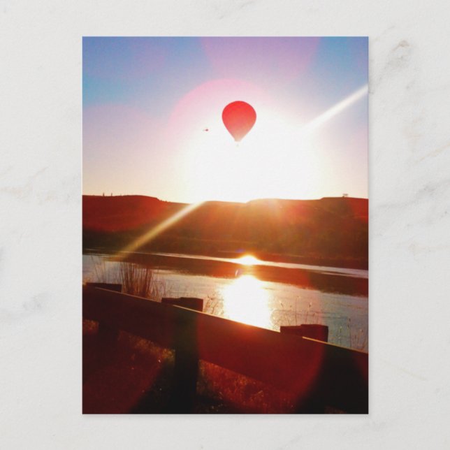 Postal Rayo de sol, globo de aire caliente (Anverso)