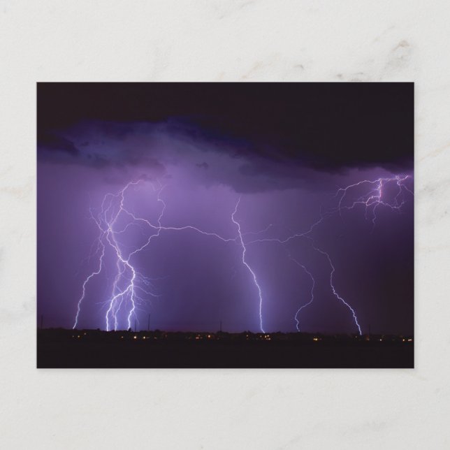 Postal Rayo morado en una tormenta relámpago en un desier (Anverso)