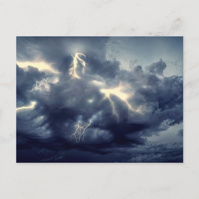 Postal Rayos relámpago durante tormenta de lluvia (Anverso)