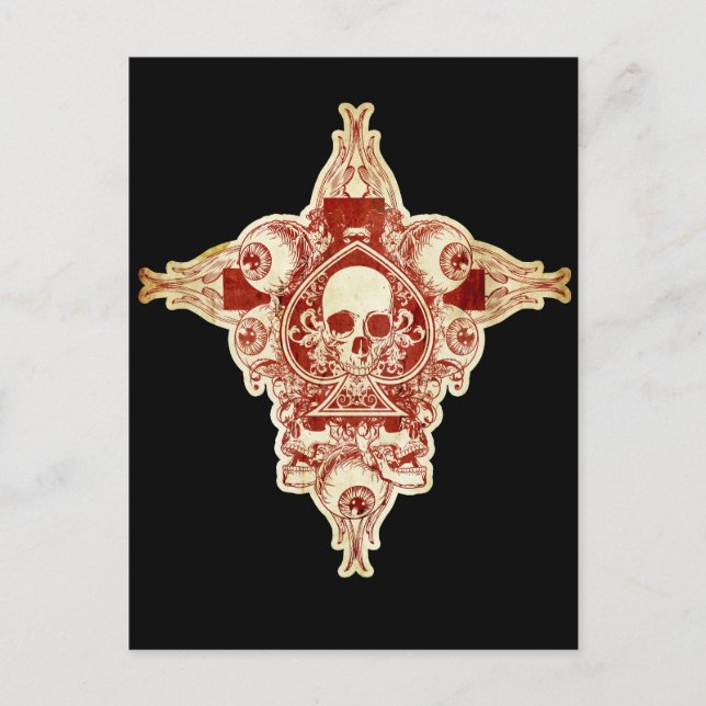 Postal Raza de calavera de espadas (Anverso)