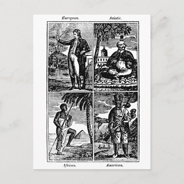 Postal Razas de la humanidad en 1831 (Anverso)