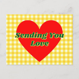 Postal Razón Rojo Amarillo Gingham Regalo romántico