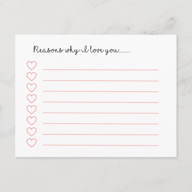 Postal Razones por las que te amo............... (Anverso)