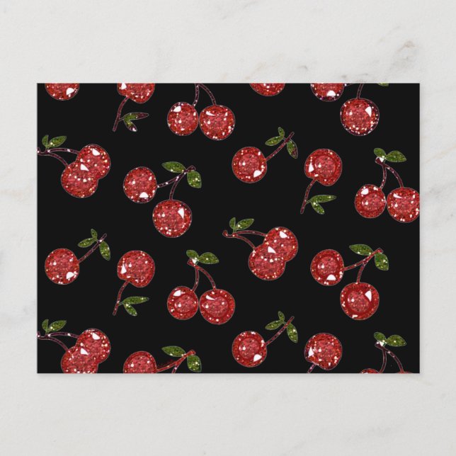 Postal RB Rockabilly Muy cereza cerezas en negro (Anverso)