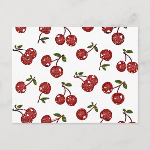 Postal RB Rockabilly Muy Cerezas Cerezas En Blanco