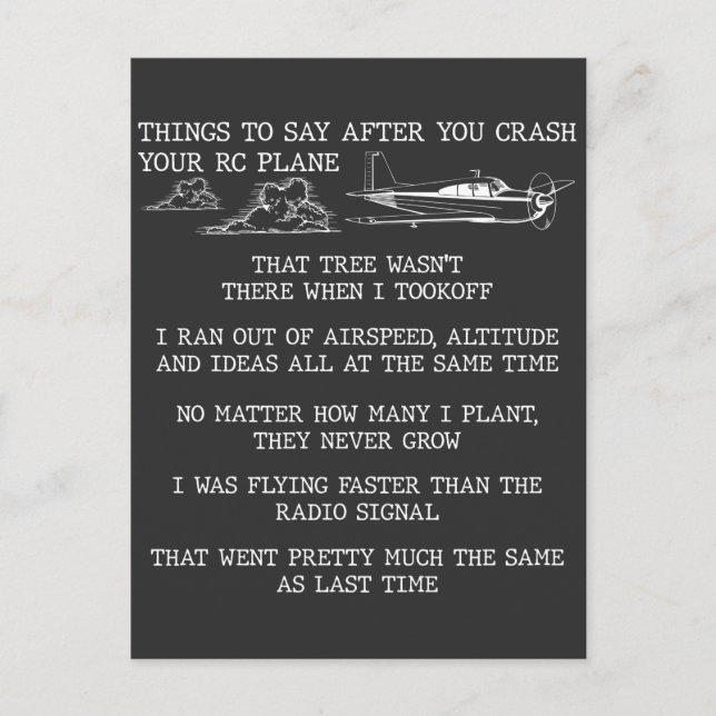 Postal RC Plano Pilot Aviación Hobby Amante de Aviones (Anverso)