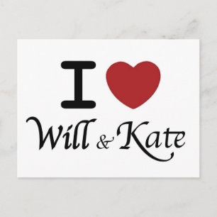 Postal Real Boda I Heart Will & Kate Postcard