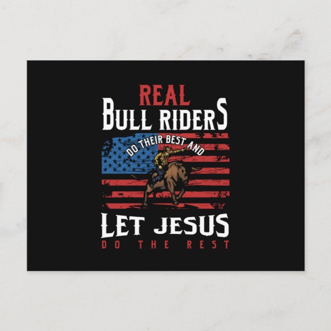 Postal Real Bull Riders USA Bandera Jesus Rodeo Cowboy Re (Anverso)