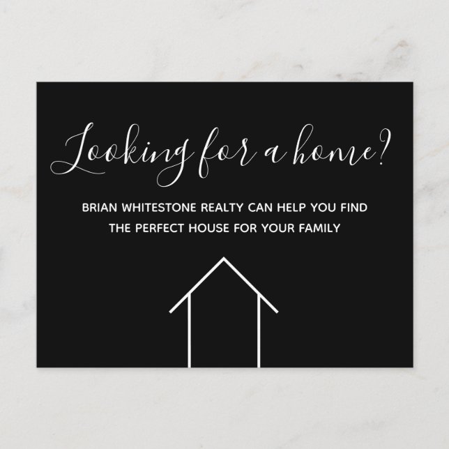 Postal Real Estate Agent Company Marketing Black Moderno (Anverso)