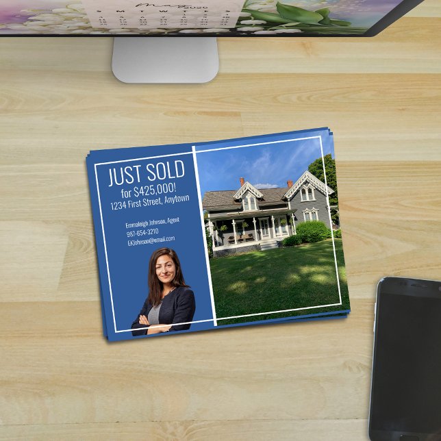 Postal Real Estate Direct Mail Modern Blue Postcard (Subido por el creador)
