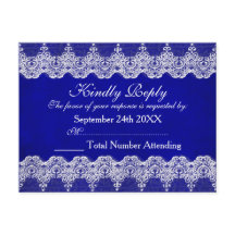 Postal real personalizada RSVP Blue Cobalt Lace