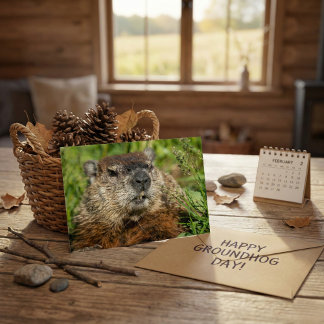 Postal Realistic Groundhog Close Up Nature Wildlife Photo