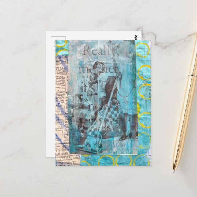 Postal Really Mother a Vacuum Cleaning Collage (Anverso/Reverso In Situ)