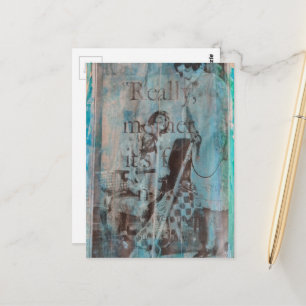 Postal Realmente Madre un Collage de limpieza con aspirad