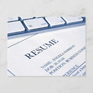 Postal reanudar o cv aplicación de trabajo