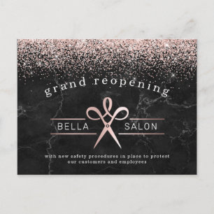 Postal Reapertura Gran Salón de Belleza Rose Gold Segurid