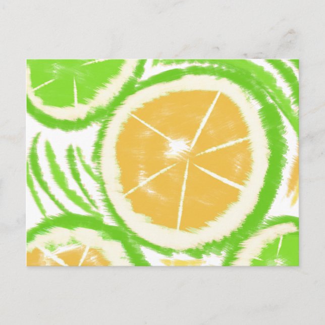 Postal Rebanada abstracta de lima limón Tie Dye (Anverso)