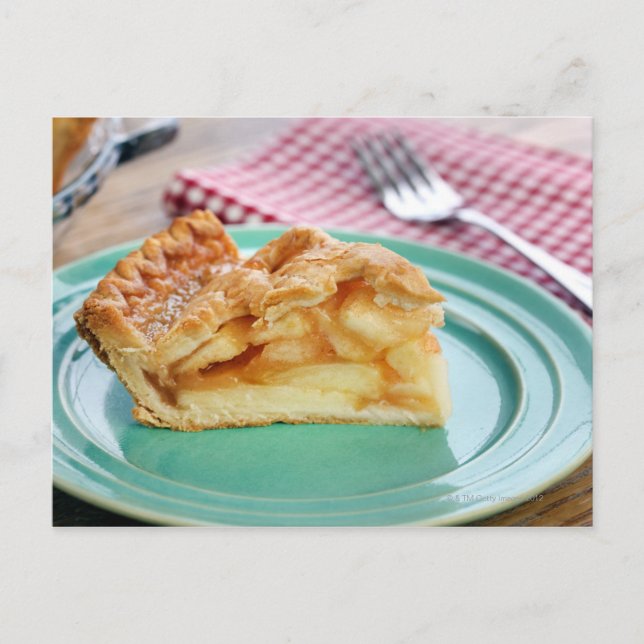 Postal Rebanada de empanada de manzana cocida fresca en (Anverso)